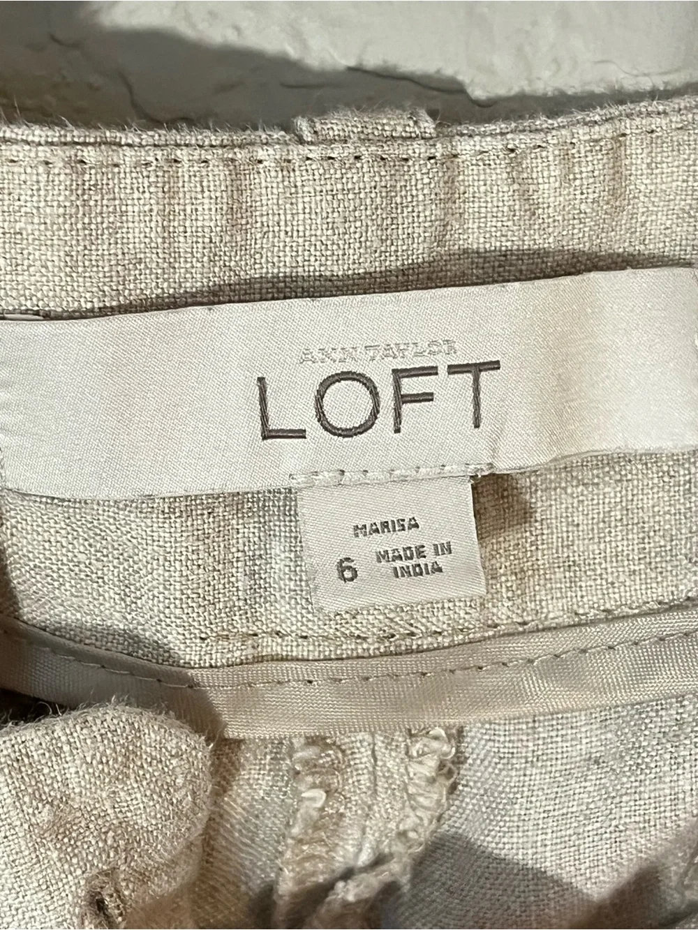 LOFT Women’s Size 6 100% Linen Pants Natural Beige Coastal Quiet Luxury